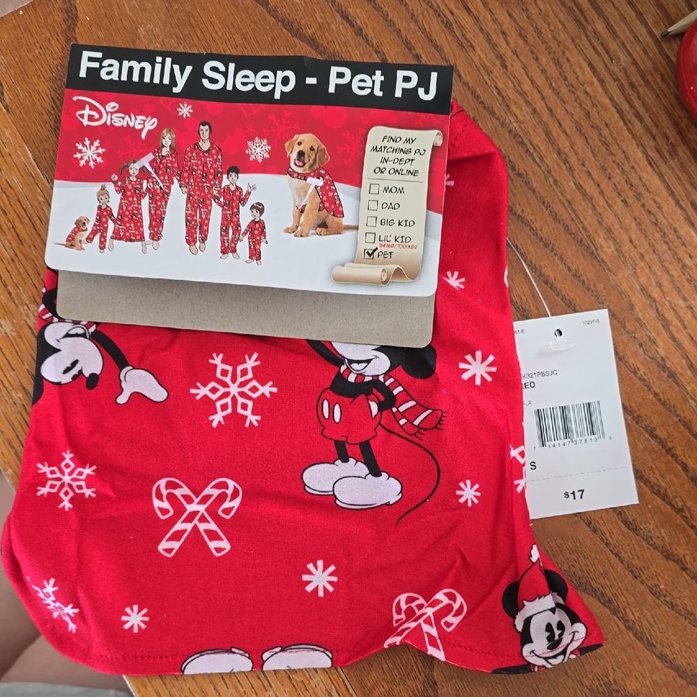NWT Disney Red Mickey Mouse Holiday Pet Pajama Set